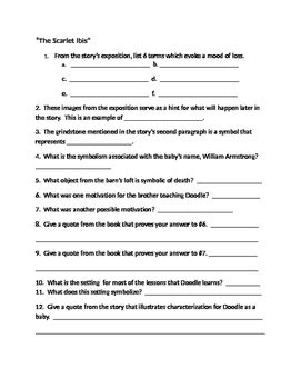 the scarlet ibis worksheet pdf answer key